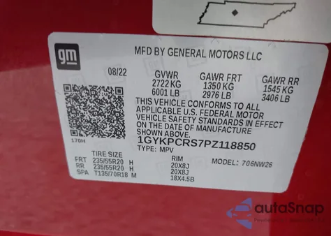 2023 Cadillac Xt6 Fwd Premium Luxury from USA, damaged, VIN 1GYKPCRS7PZ118850